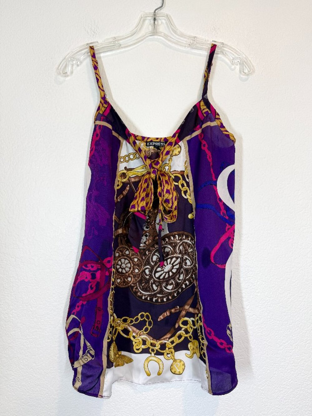 Express Tunic Top Flowy Purple White Baroque Western Medium - Picture 2 of 9